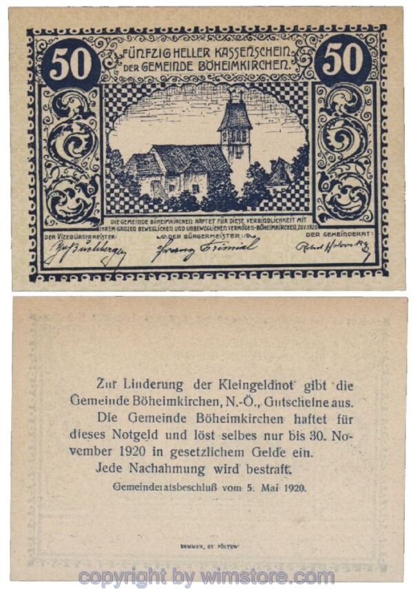 Böheimkirchen, G0097aa, 50 Heller; 1