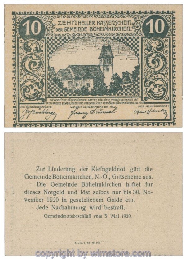 Böheimkirchen, G0097ab, 10 Heller; 1
