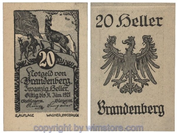 Brandenberg, G0099ba, 20 Heller, blau; 1