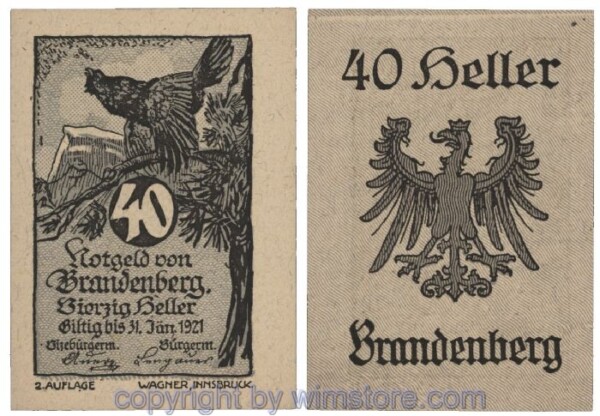 Brandenberg, G0099ba, 40 Heller, blau; 1-