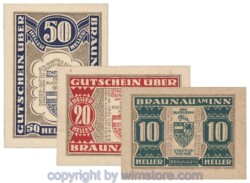 Braunau am Inn, G0101, Serie 10, 20, 50 Heller; 1-