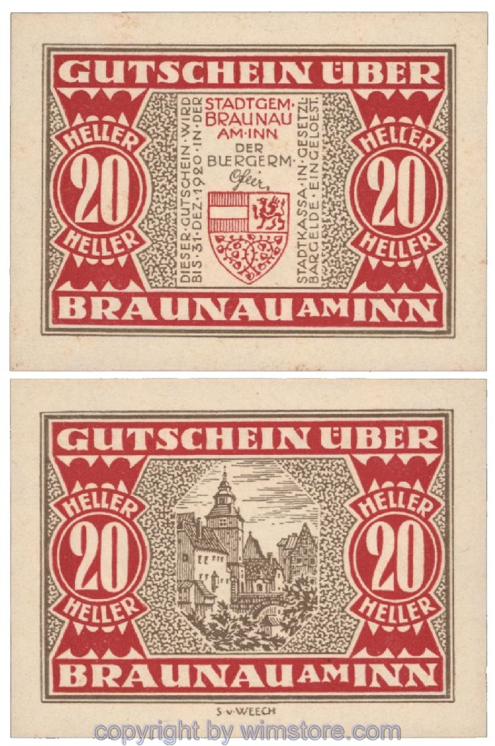 sn101818 Braunau am Inn, G0101, 20 Heller; 1