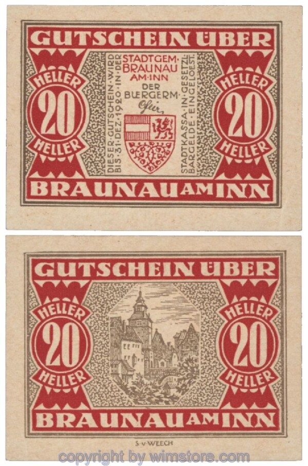 sn101819 Braunau am Inn, G0101, 20 Heller; 1-