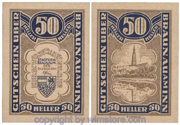 sn101821 Braunau am Inn, G0101, 50 Heller; 1-