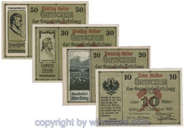 Brixlegg, G0104c, Serie 10, 20, 30, 50 Heller; 1
