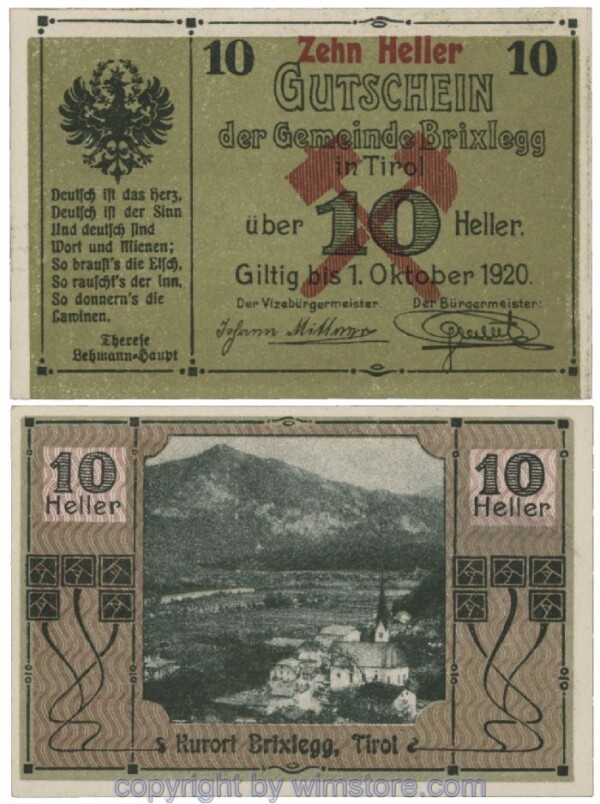 sn101835 Brixlegg, G0104c, 10 Heller; 1