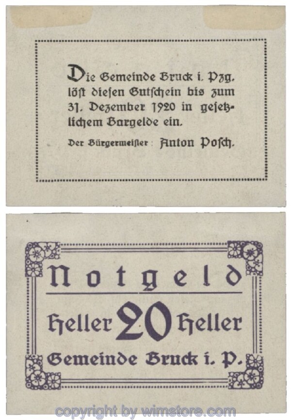 sn101881 Bruck im Pinzgau, G0107IId, 20 Heller; 1-