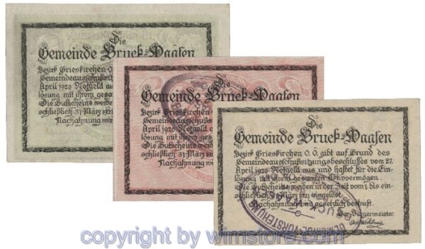 Bruck Waasen, G0108Ib2, Serie 10, 20, 50 Heller; 1-