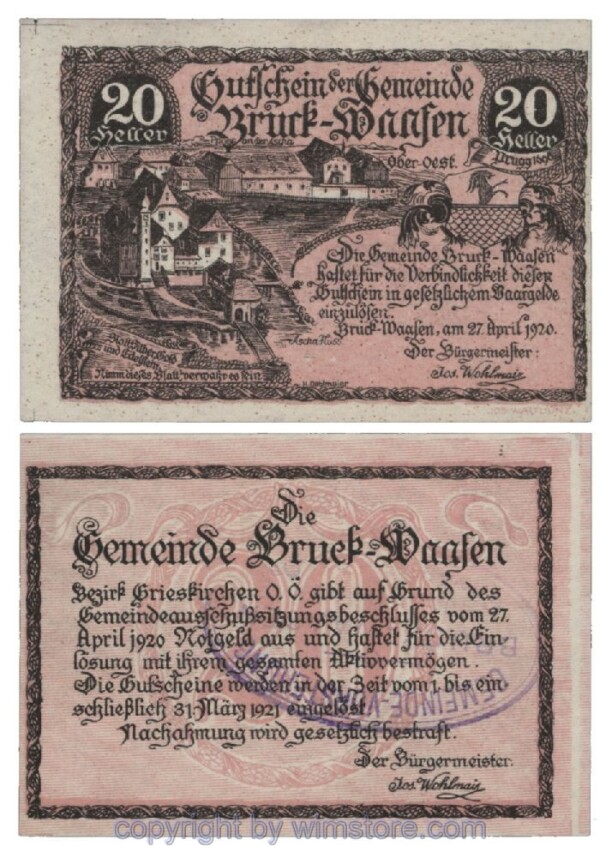 Bruck Waasen, G0108Ib2, 20 Heller; 1
