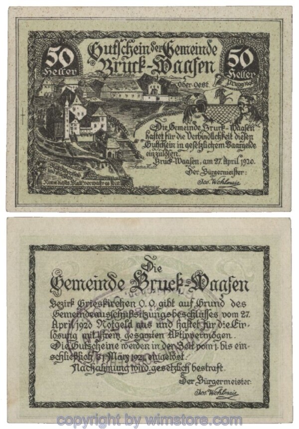 Bruck Waasen, G0108Ib2, 50 Heller; 1-