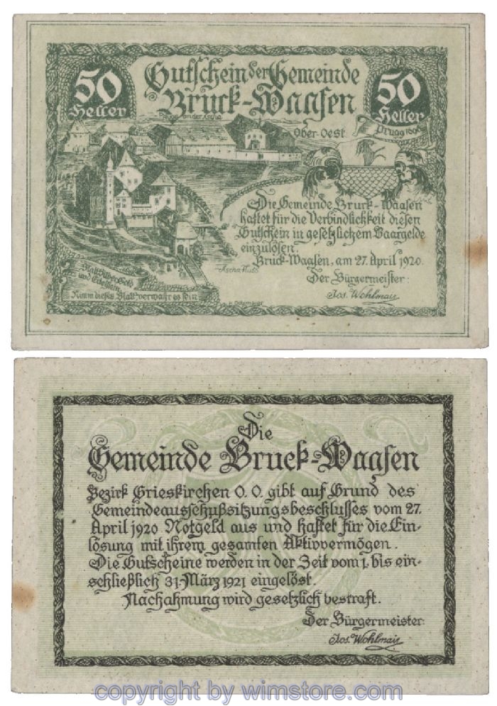 Bruck Waasen, G0108Id, 50 Heller; 1-