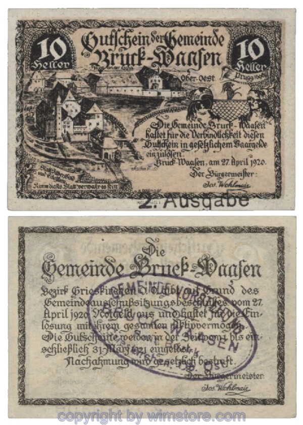 Bruck Waasen, G0108Ii2a, 10 Heller; 1