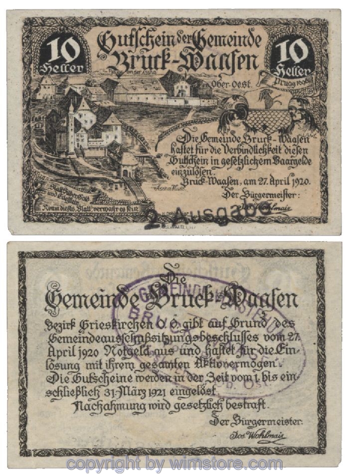 Bruck Waasen, G0108Ii2a, 10 Heller; 1-