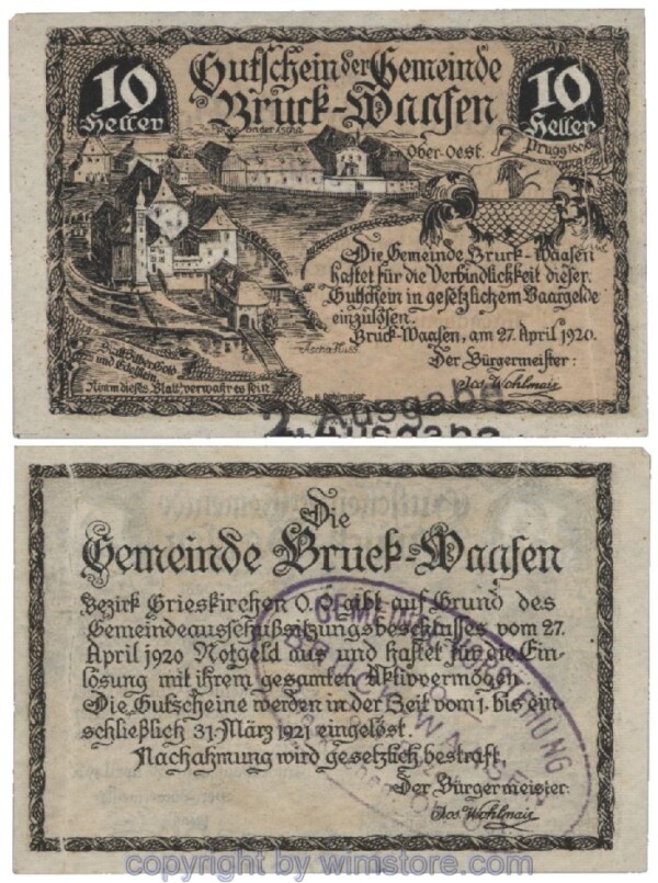 Bruck Waasen, G0108Ii2a, 10 Heller, Abart; 1-