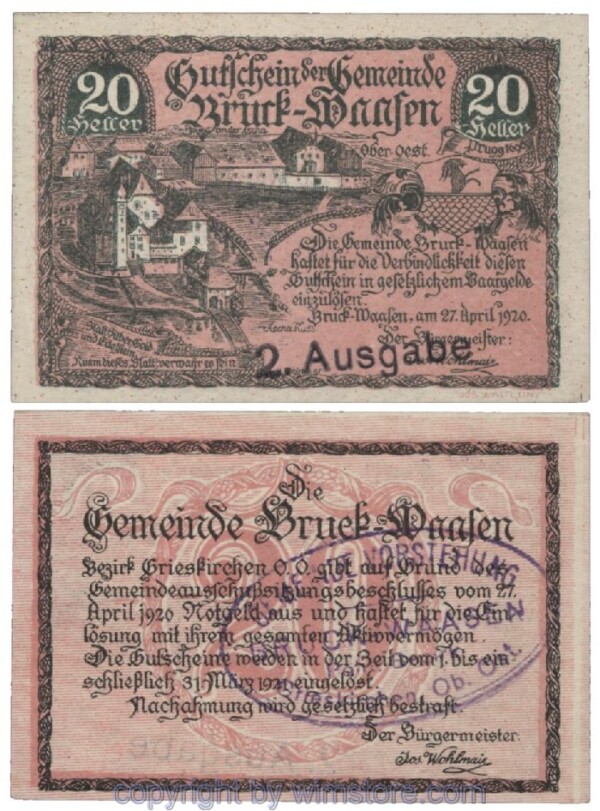 Bruck Waasen, G0108Ij2a, 20 Heller; 1