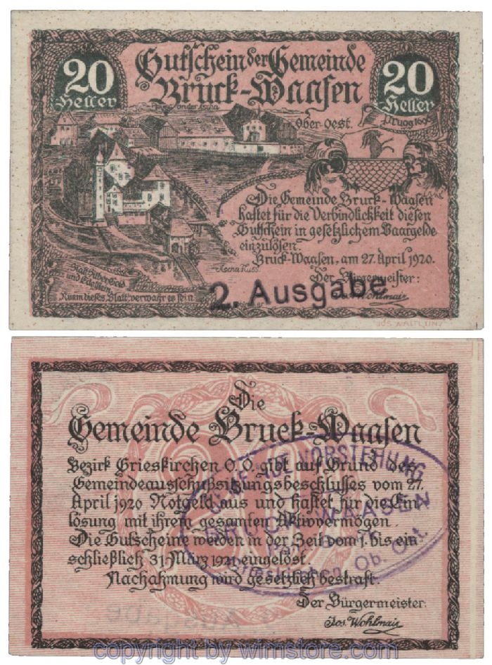 Bruck Waasen, G0108Ij2a, 20 Heller; 1