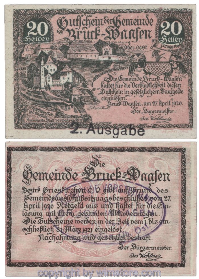 Bruck Waasen, G0108Ij2a, 20 Heller; 1-