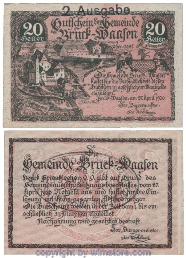 Bruck Waasen, G0108Ij2b, 20 Heller; 1