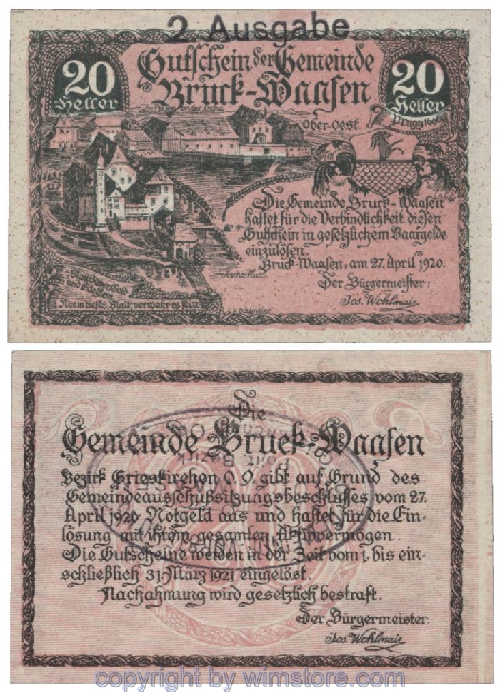 Bruck Waasen, G0108Ij2b, 20 Heller; 1