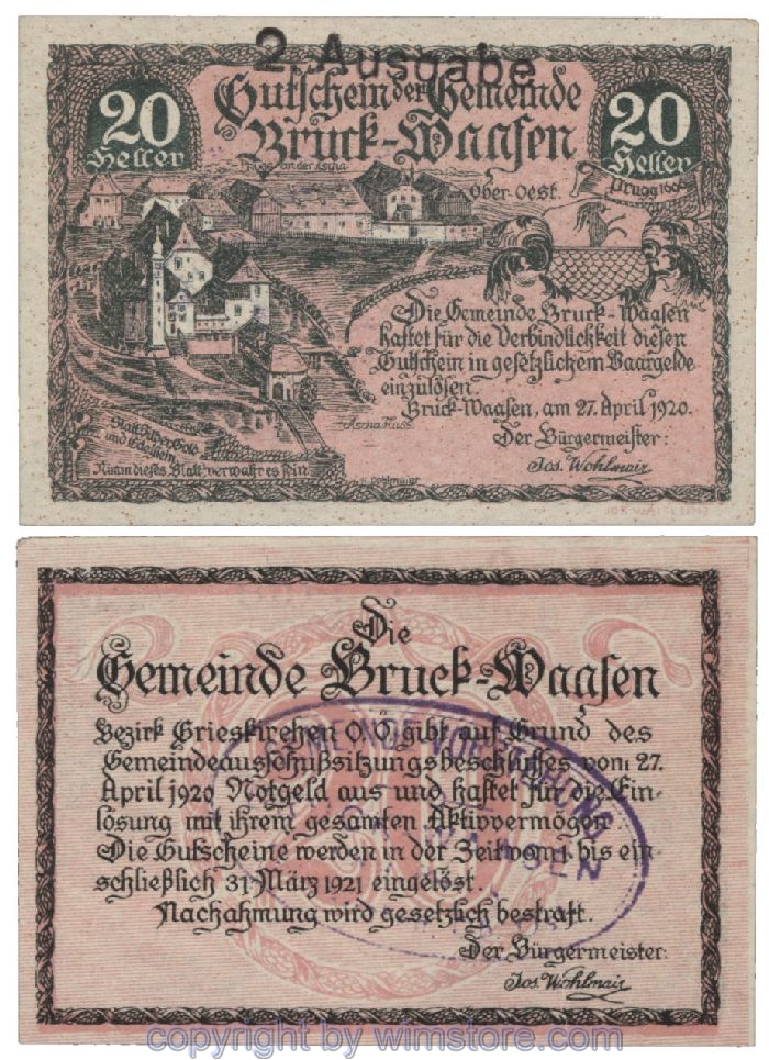 Bruck Waasen, G0108Ij2b, 20 Heller; 1-