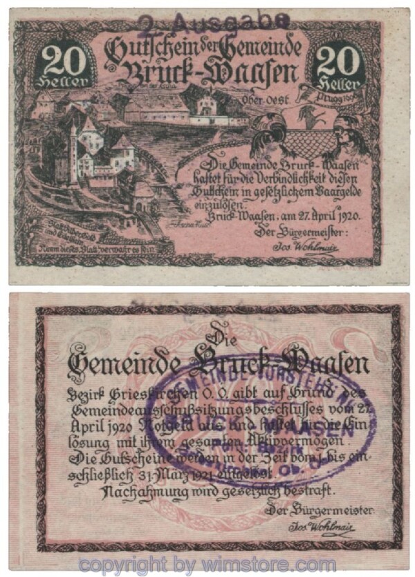 Bruck Waasen, G0108Ij2d, 20 Heller; 1-