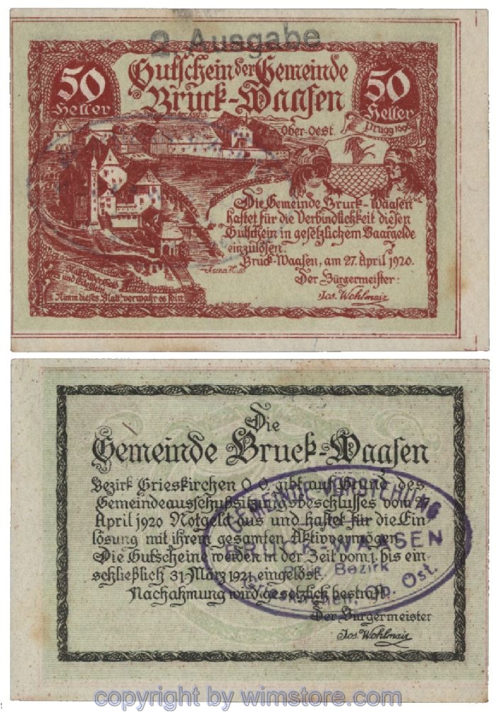 Bruck Waasen, G0108Ik2b, 50 Heller; 1-