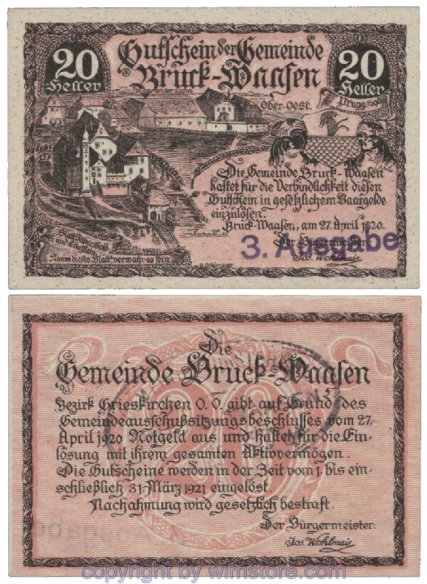 Bruck Waasen, G0108Il1c, 20 Heller; 1