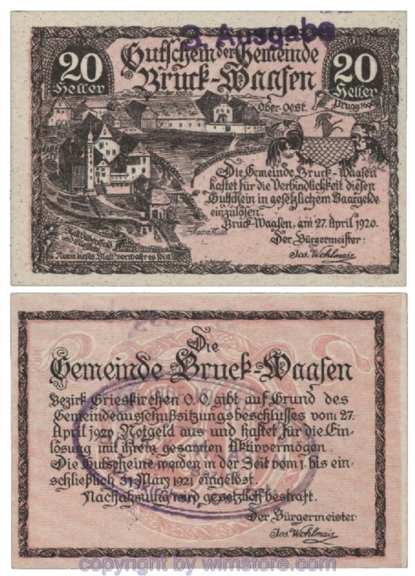 Bruck Waasen, G0108Il2d, 20 Heller; 1
