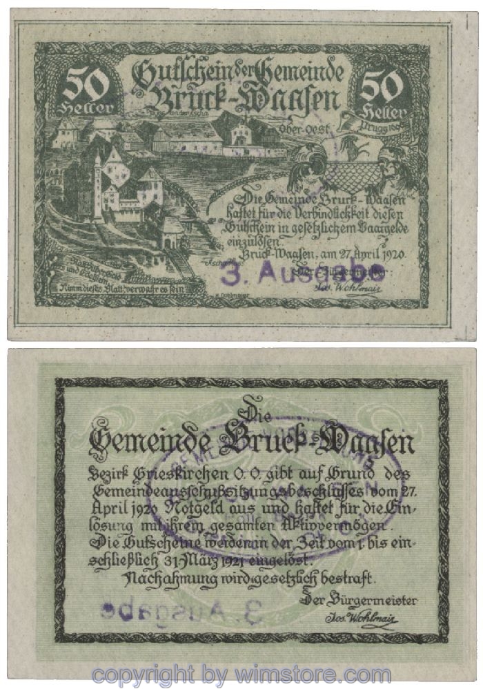 Bruck Waasen, G0108Im2c, 50 Heller; 1-