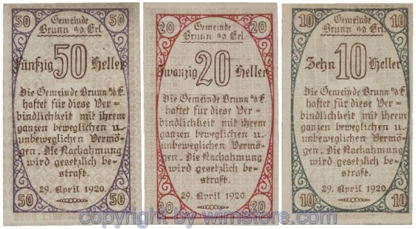 Brunn an der Erlauf, G0110a, Serie 10, 20, 50 Heller; 1-