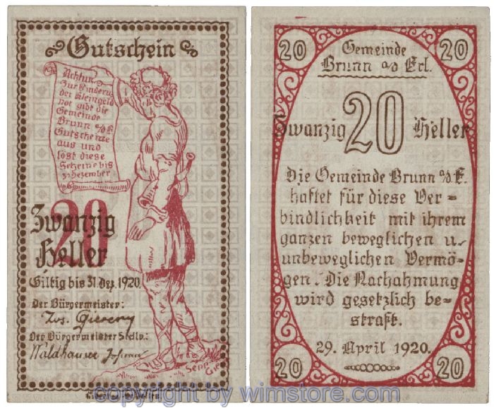 Brunn an der Erlauf, G0110a, 20 Heller; 1