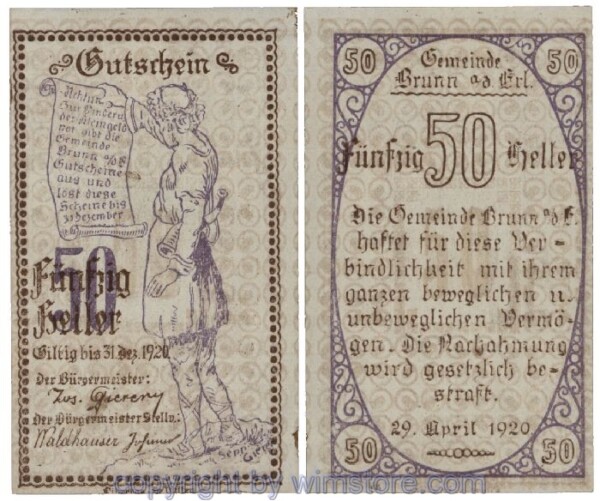Brunn an der Erlauf, G0110a, 50 Heller; 1-