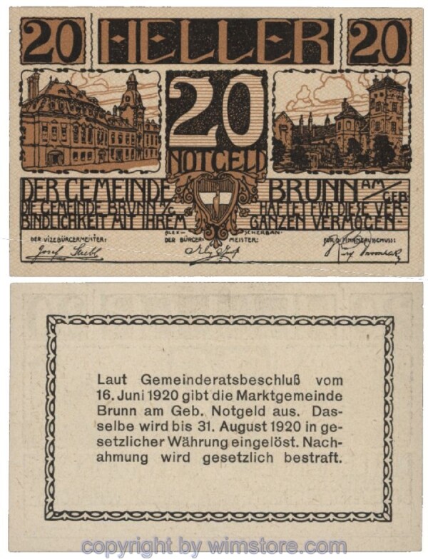 Brunn am Gebirge, G0109b, 20 Heller; 1