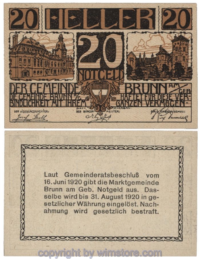 Brunn am Gebirge, G0109b, 20 Heller; 1-
