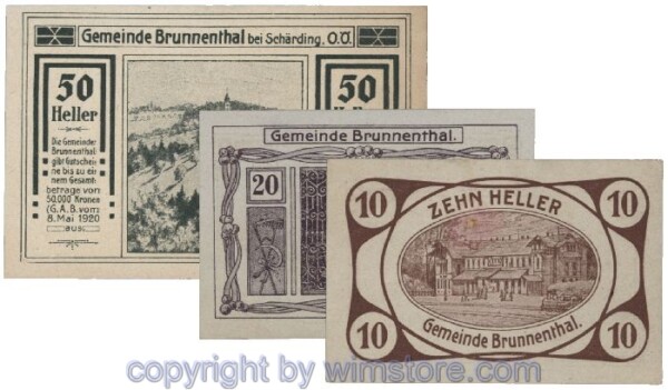 sn102005a Brunnenthal, G0111a, Serie 10, 20, 50 Heller; 1-