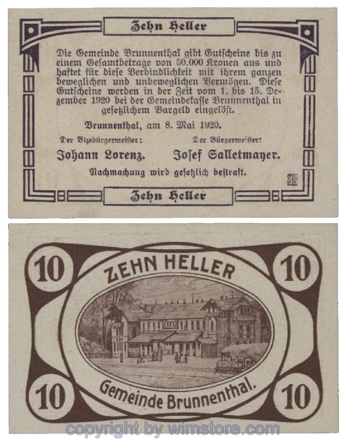 Brunnenthal, G0111a, 10 Heller; 1