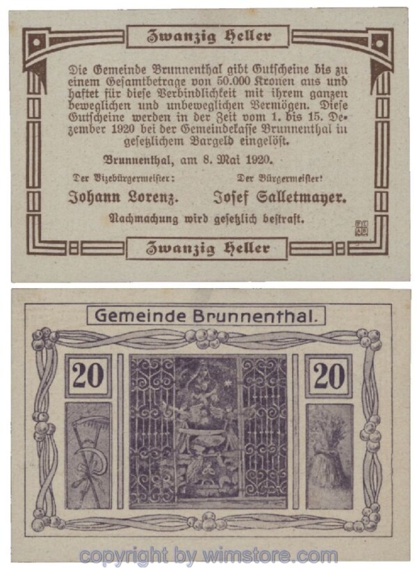 Brunnenthal, G0111a, 20 Heller; 1-