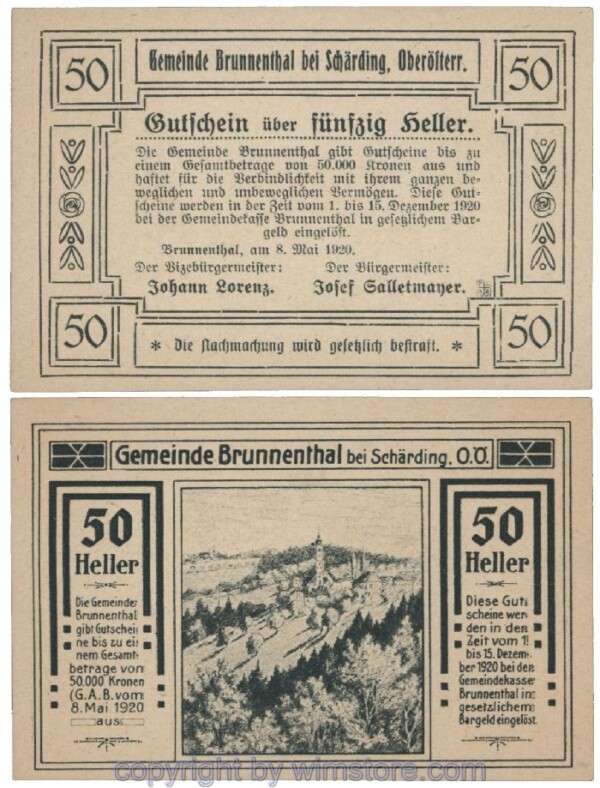 Brunnenthal, G0111a, 50 Heller; 1