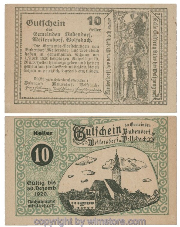 Bubendorf/Meilersdorf/Wolfsbach, G0112gb, 10 Heller; 1-