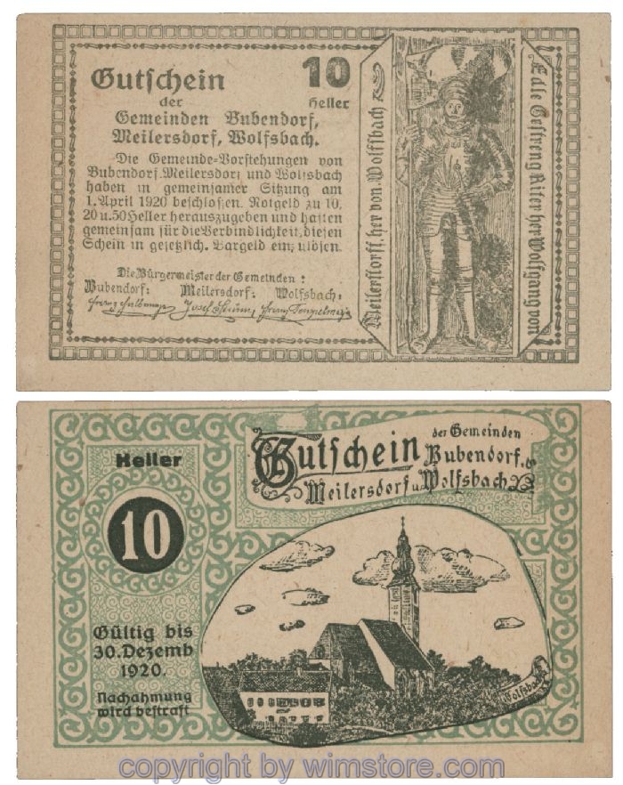 Bubendorf/Meilersdorf/Wolfsbach, G0112gb, 10 Heller; 1-
