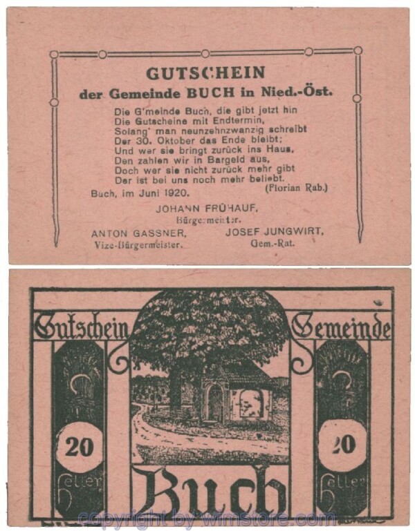 Buch, G0113a, 20 Heller; 1