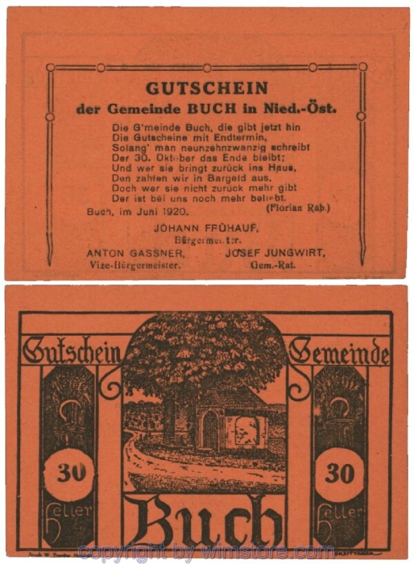 sn102055 Buch, G0113a, 30 Heller; 1