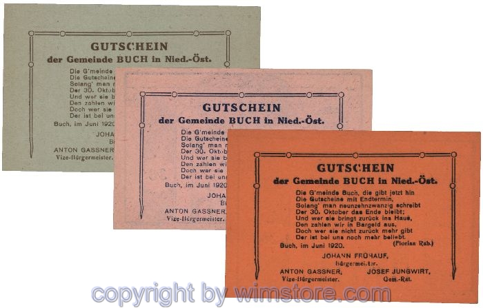 Buch, G0113b, Serie 20, 30, 50 Heller; 1