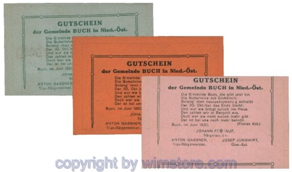 Buch, G0113S3r, Serie 20, 30, 50 Heller; 1