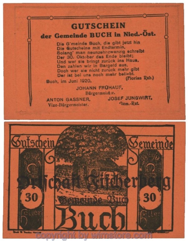 Buch, G0113S3s, 30 Heller; 1