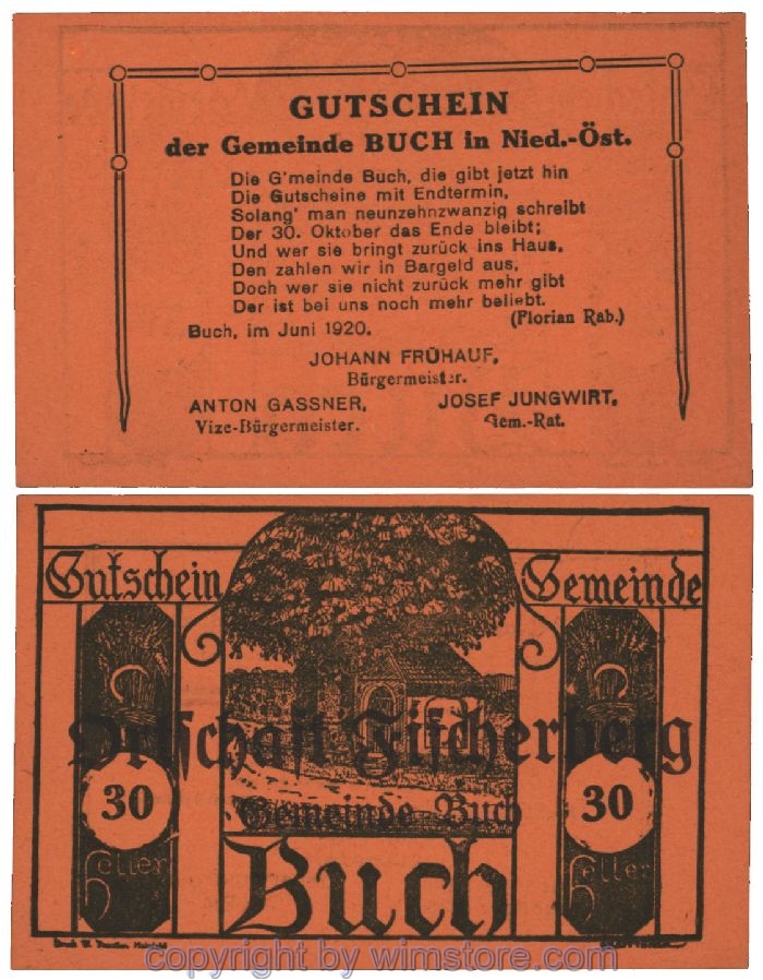 Buch, G0113S3s, 30 Heller; 1