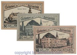 sn102138a Buchkirchen, G0114a, Serie 10, 20, 50 Heller; 1
