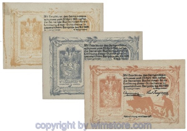 Buchkirchen, G0114a, Serie 10, 20, 50 Heller; 1-