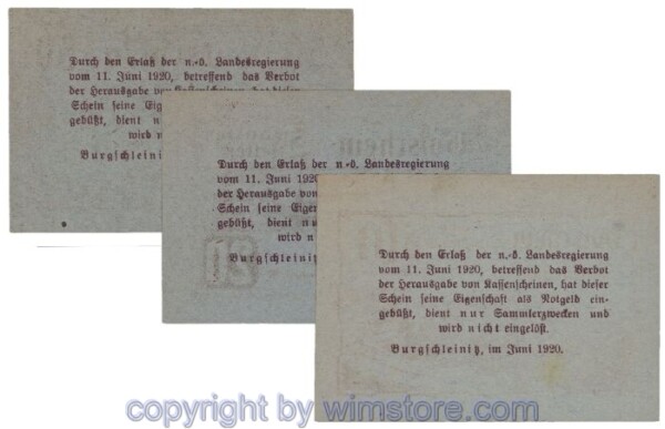 Burgschleinitz, G0116c, Serie 10, 20, 50 Heller; 1-