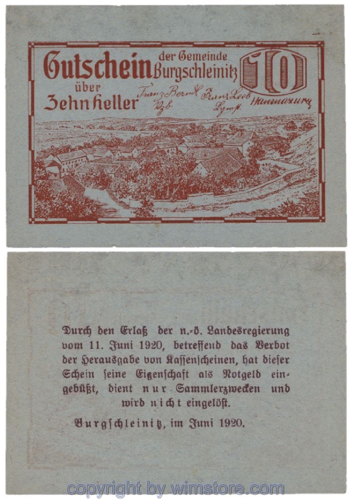 Burgschleinitz, G0116c, 10 Heller; 1-